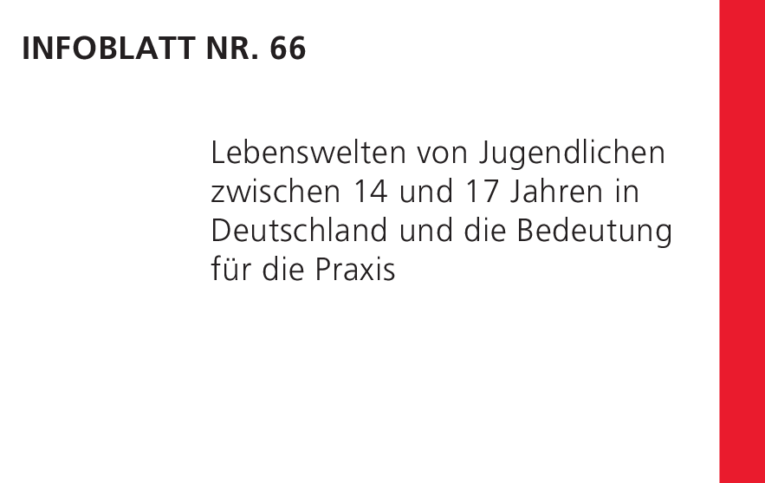Infoblatt 66: Lebenswelten von Jugendlichen zwischen 14 und 17 Jahren in Deutschland und die Bedeutung für die Praxis